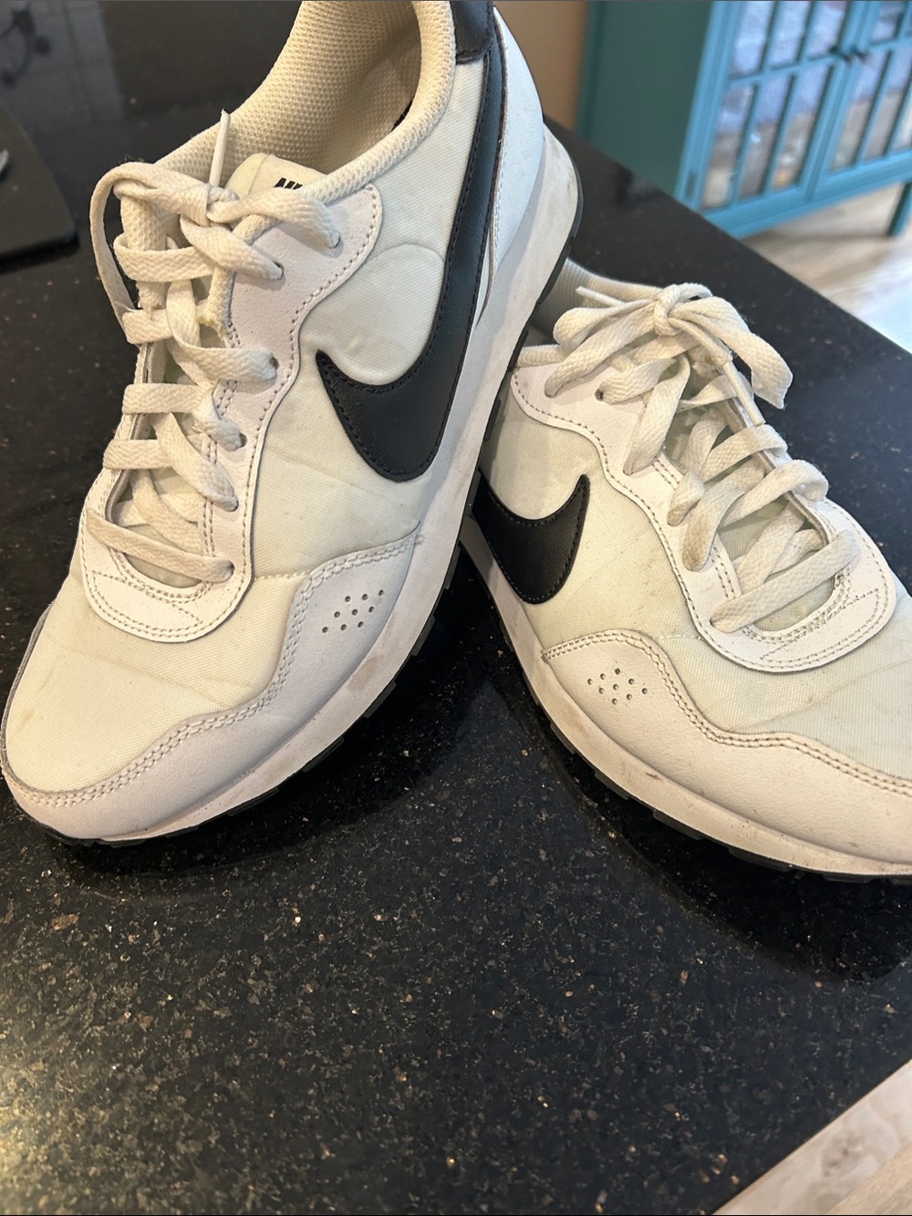 Nike White and Black Retro Runner Sneakers